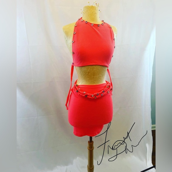 Handmade designer Fancy By Francesca Watson skirt and crop top set - Picture 6 of 7